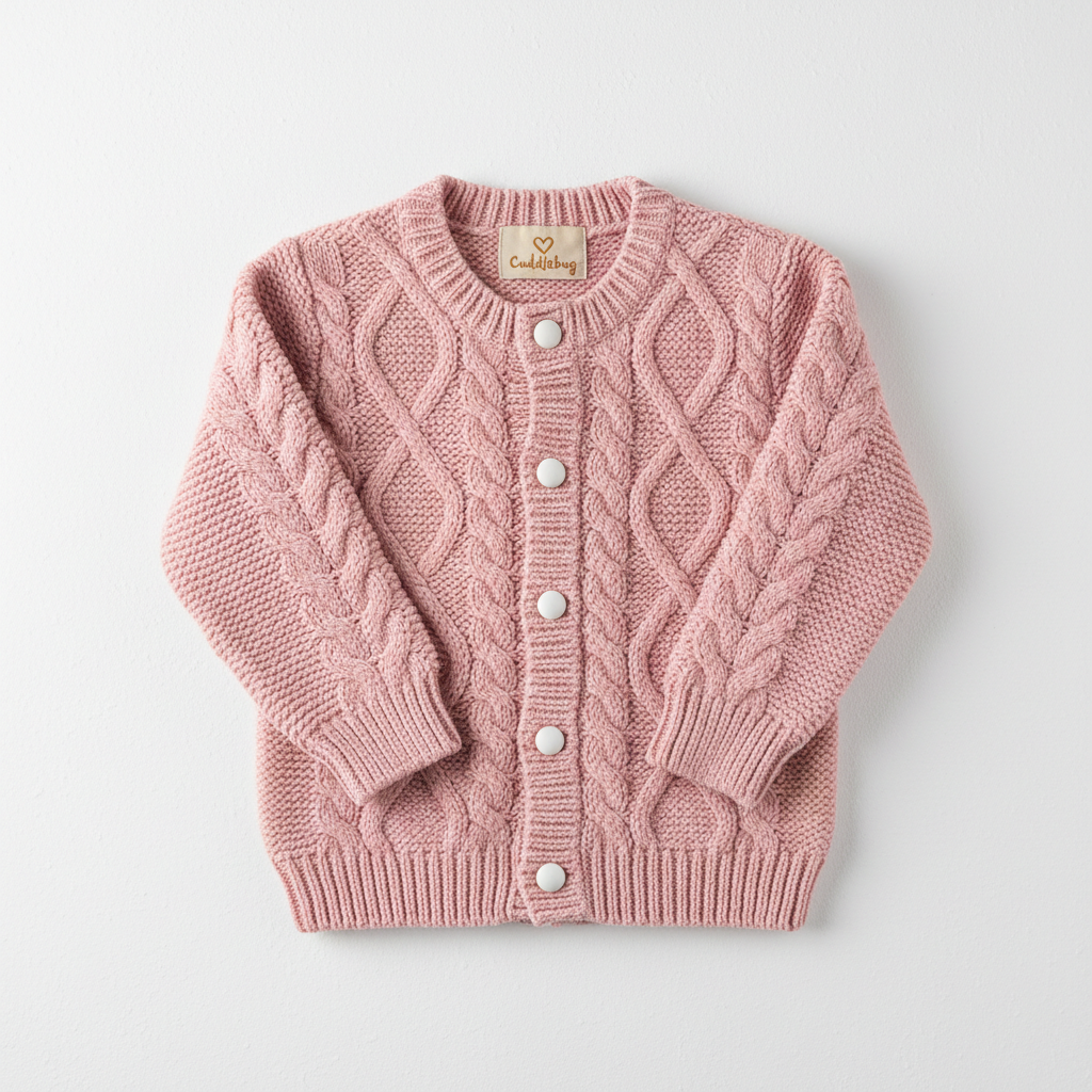 Girls Pink Cardigan Sweater