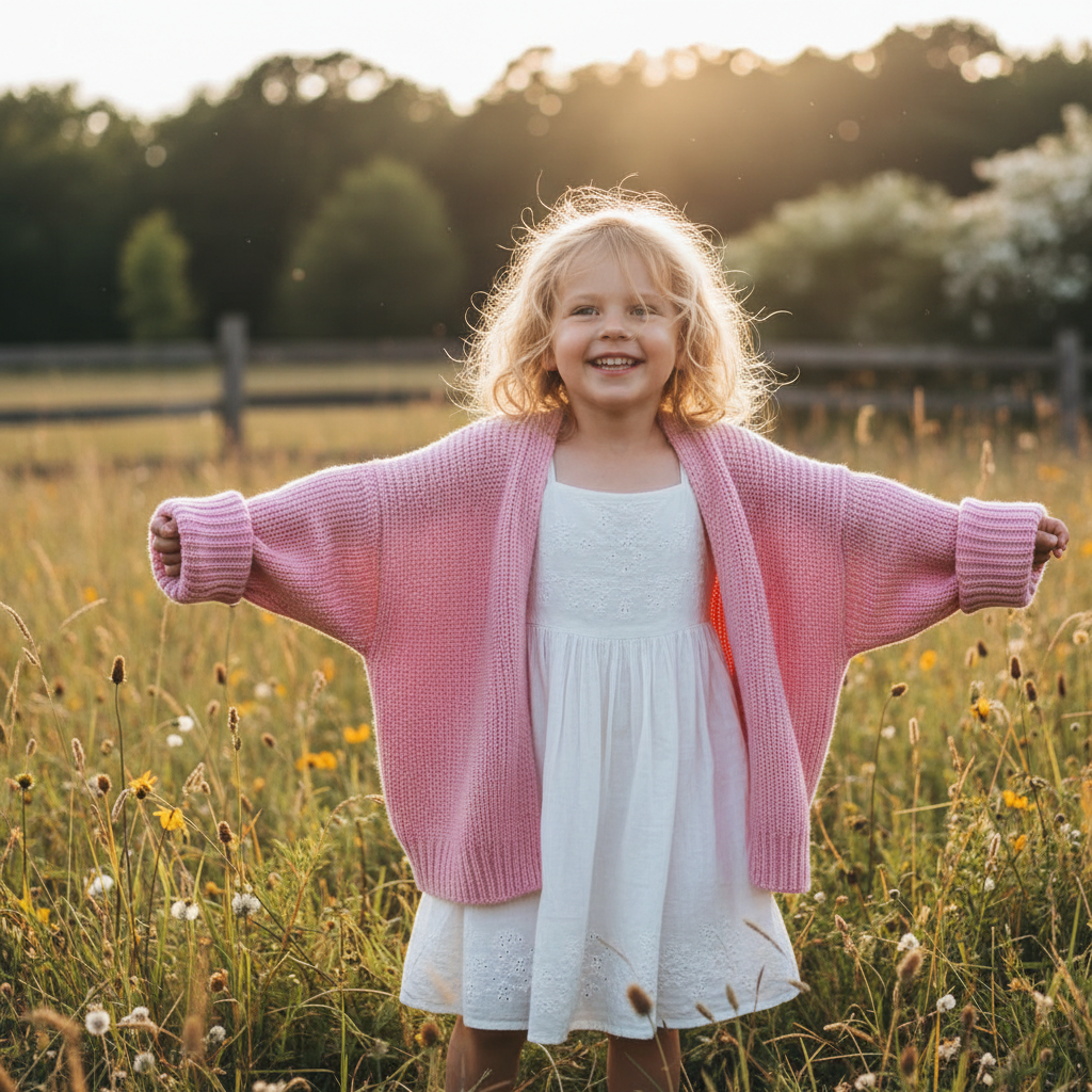 Girl Wearing Pink Cardigan Outdoors